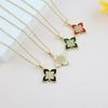 Fashion Shiny Rhinestone Four-Leaf Clover Necklace Simple Hundred Matching Collarbone Chain Luxury Ladies Necklace