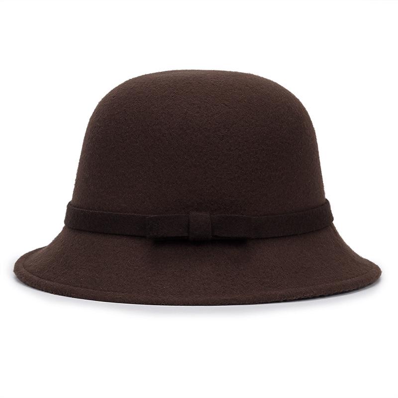 Корейская элегантность: Женская осенне-зимняя теплая фетровая федора с полосатым бантом