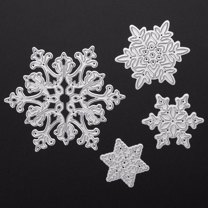 4pcs/set Snowflake Cutting Dies Metal Dies Stencils Scrapbooking Album Stamp Paper Card Embossing