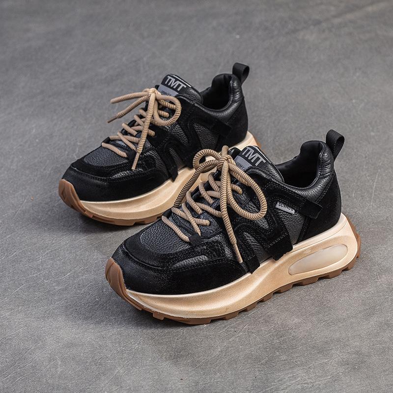 Johnature Кроссовки из натуральной кожи, универсальная повседневная спортивная обувь, женские туфли на плоской подошве со шнуровкой и круглым носком
