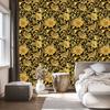 Golden Hibiscus Wallpaper Ochre, Gold, Yellow and Black 50x1000