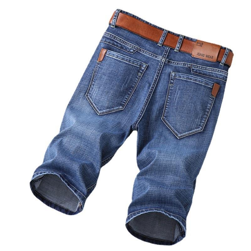 2025 Spring/Summer Thin Men'S Casual Jeans Trendy Stretch Pants Simple Loose Straight Leg Versatile Shorts Quarter Pants