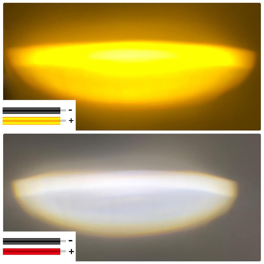 Motorcycle Fog Lights with Cut Switchable High Deck Truck Auxiliary Set of 2 Switch X-STYLE Lines, 20W, Two-Color LED, Yellow/White, Compact,