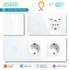 BSEED Wifi 1/2/3-клавишные умные сенсорные выключатели плюс настенные розетки ЕС USB Type-c управление приложением Tuya Smart Life Alexa работают с конденсатором