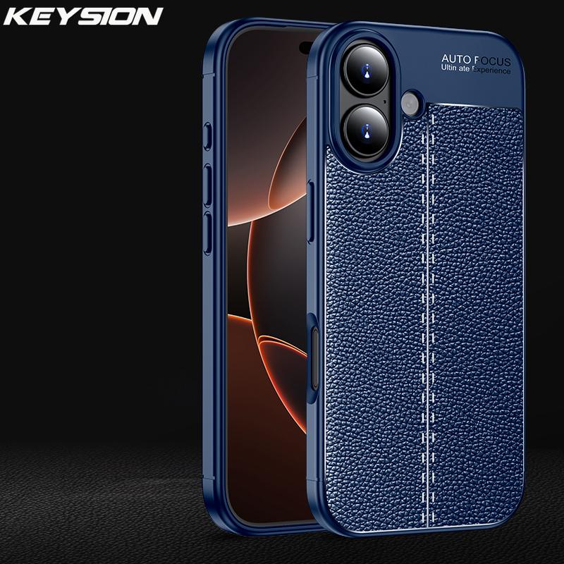 KEYSION Shockproof Case for iPhone 17 Pro Max Soft Silicone Leather Texture Business Style Phone Back Cover for iPhone 17 17 Air