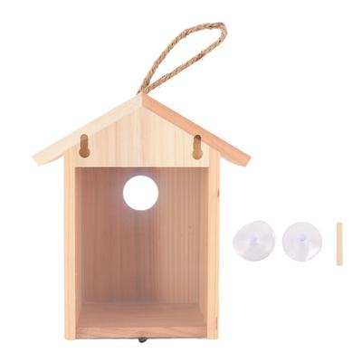 Скворечник из кедра с окном, прозрачный дизайн, уличный деревянный скворечник с присоской