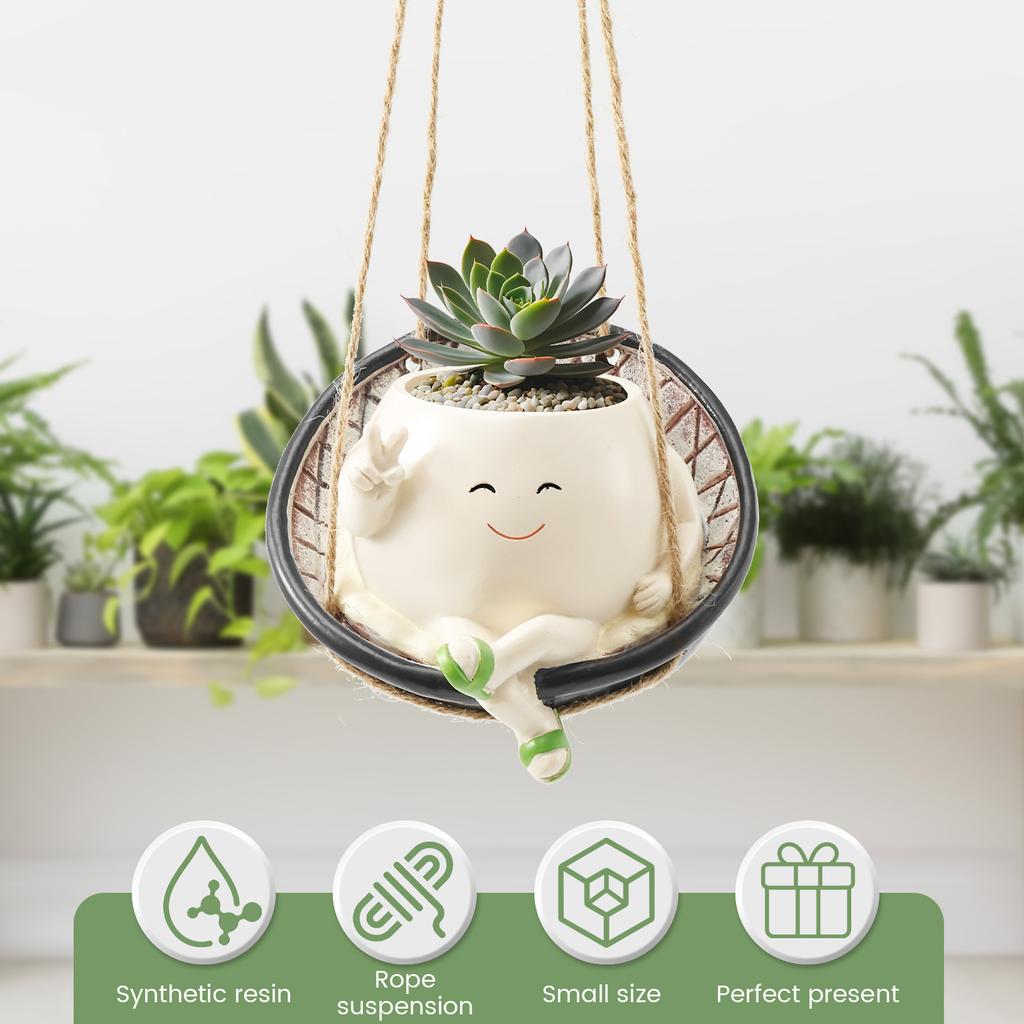 Synthetic Resin Swing Chair Planter Pot Creative Wall Hanging Smile Face Flower Pot Add Interest Smile Face Planter for Home New