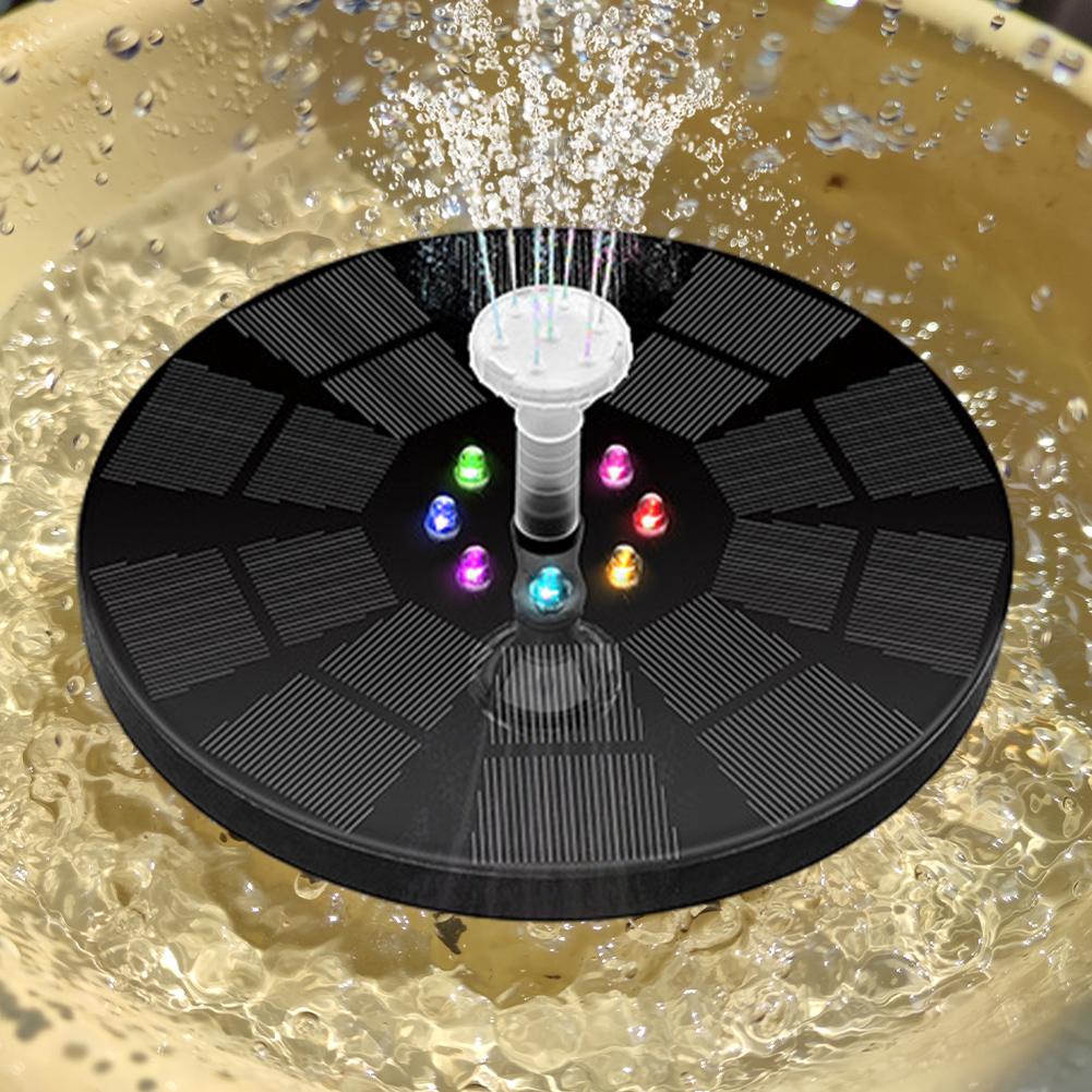 Солнечный плавающий фонтанный водяной насос с цветными светодиодными фонарями для купальни для птиц 3 Вт аккумулятор 1600 мАч для декора сада/пруда/бассейна/аквариума