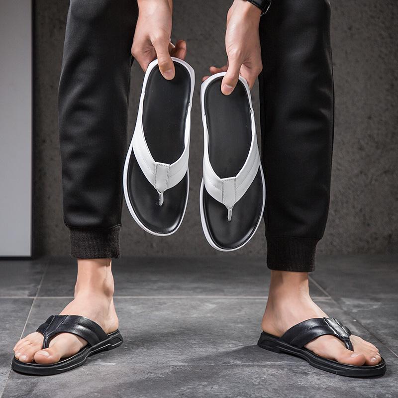 Мужская обувь высокого качества, повседневные шлепанцы из натуральной кожи, мужские летние роскошные тапочки, модные пляжные шлепанцы, элегантные тапочки