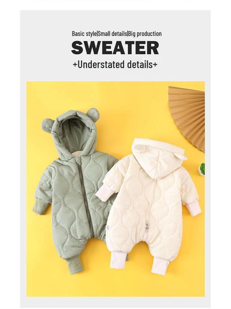 Warm Fleece-Lined Hooded Winter Suit for Infants & Toddlers