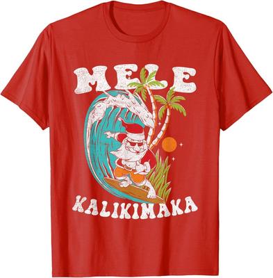 Гавайская рождественская футболка с Сантой-серфером "Mele Kalikimaka"