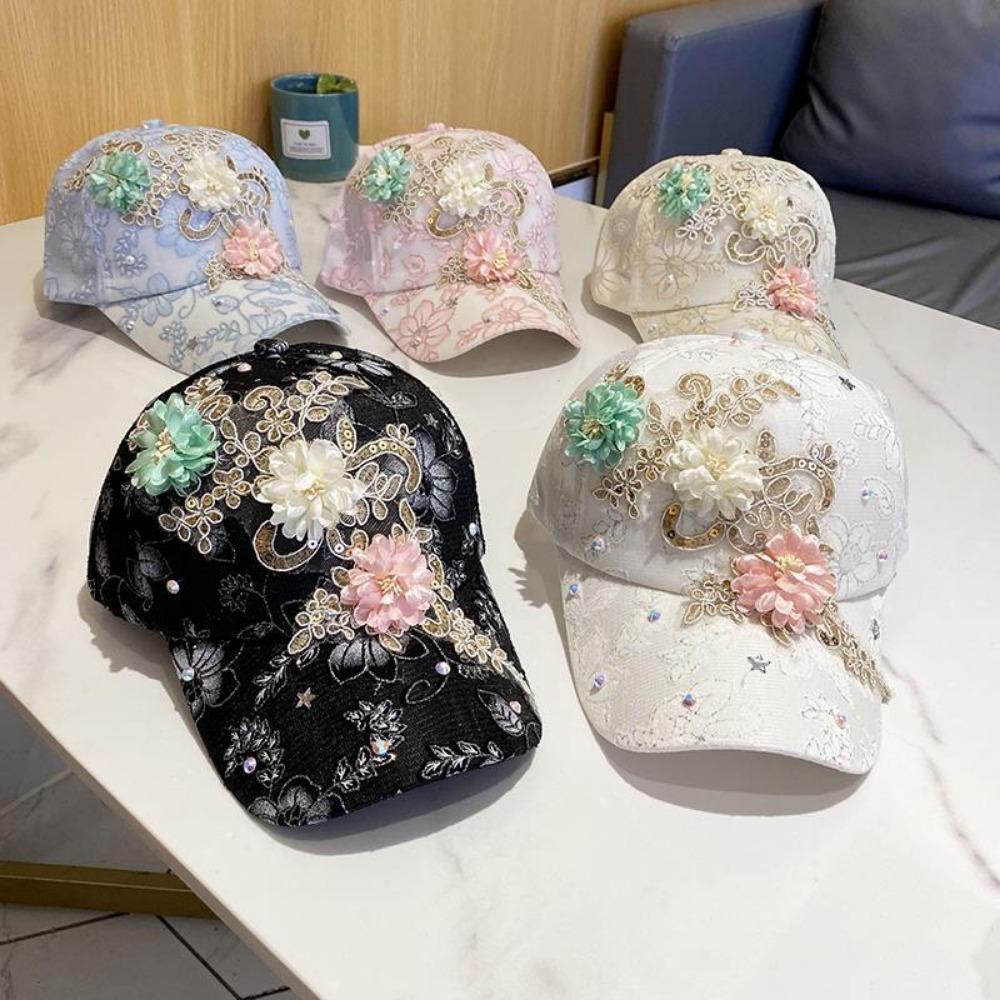 Lace Hat Women's Embroidery Applique Cap Summer Korean Version Sun Visor Baseball Cap