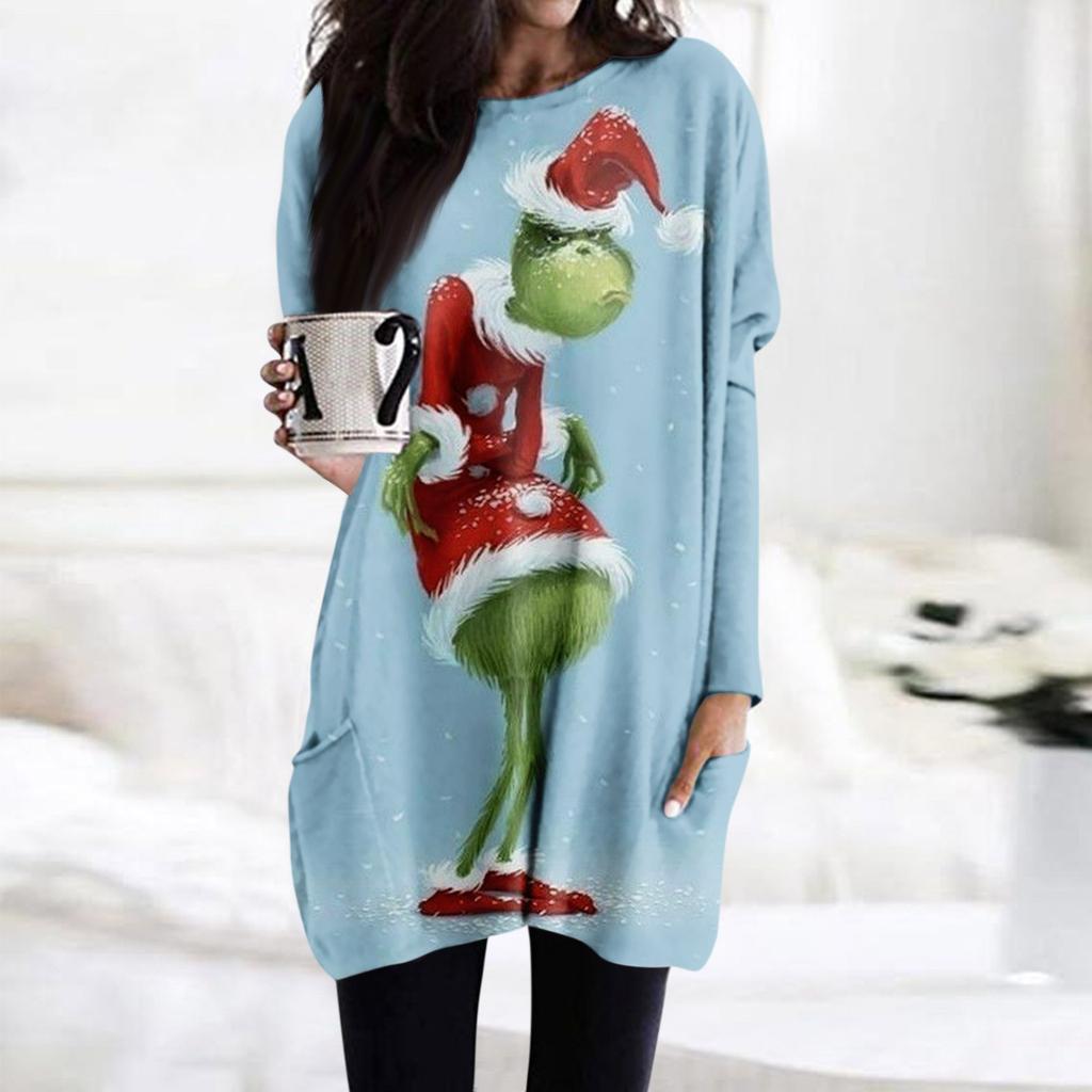 Женская футболка и весенне-осенние топы с круглым вырезом, длинными рукавами и карманным принтом стандартного кроя