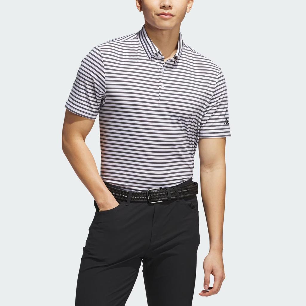 Adidas Ultimate365 Stripe Polo Shirt Comfortable Striped Short Sleeve Men Tops White Dark-Gray JN9079