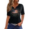 Жен. Футболка С принтом Пуговицы С короткими рукавами Повседневные Выходные Мода Классический V-образный вырез Обычный Верх