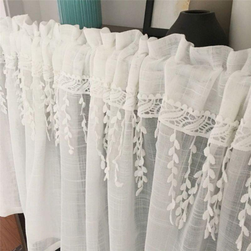 1 шт. Белые короткие вышитые занавески Прозрачные марлевые занавески Декоративная занавеска