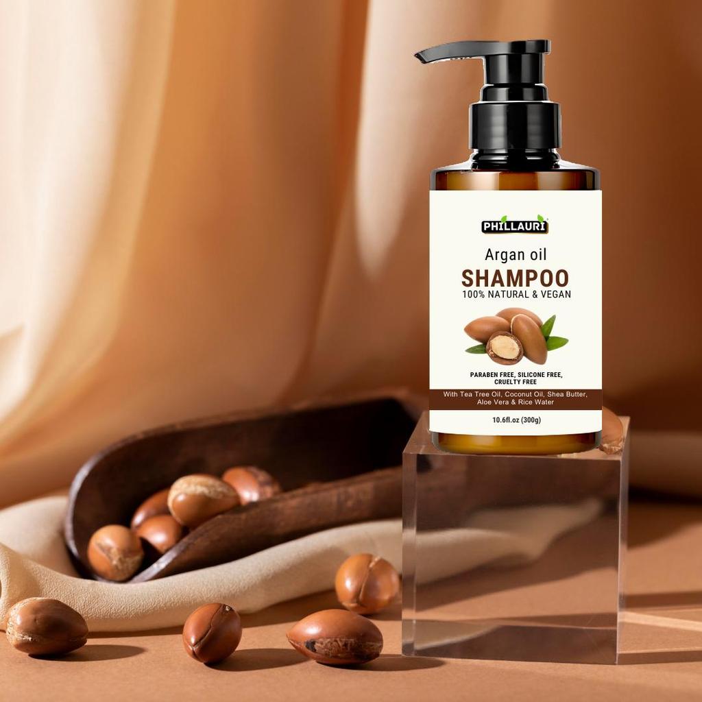 Шампунь с аргановым маслом для вьющихся, прямых, сухих и поврежденных волос, для мужчин и женщин, 10,14 жидких унций