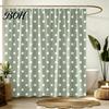 Water Repellent Fabric Shower Drapes Polka Dot Curtain with Hooks, Waterproof Bathroom Curtain, Retro Bath Hotel Quality Polyester Curtains