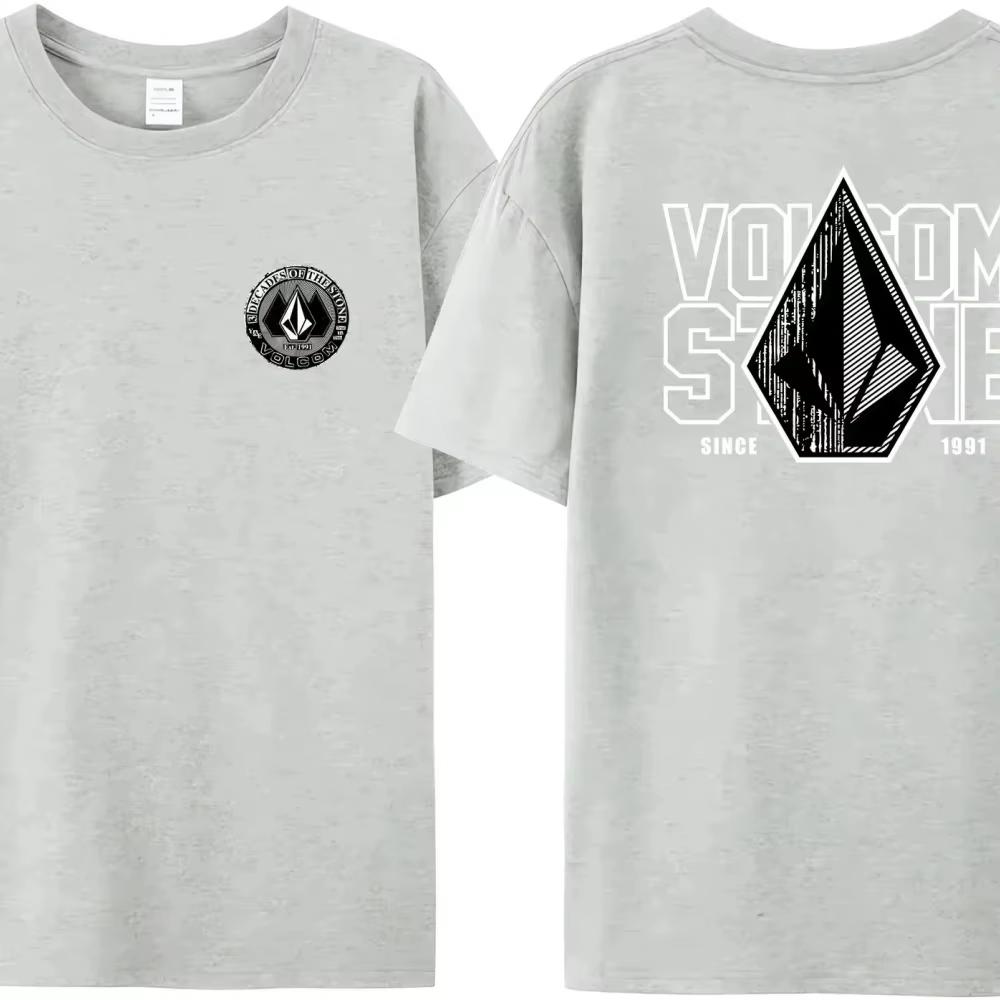 Мужская летняя футболка Volcom Obsidian - Удобная футболка с коротким рукавом с логотипом спереди и большим графическим принтом на спине