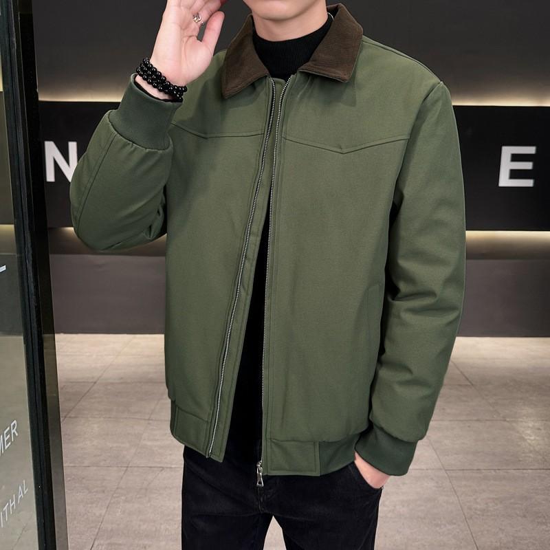Mens Winter Down Jacket With Print Option 50% White Duck Wrinkle-Resistant Collar Lapel Casual Business Style