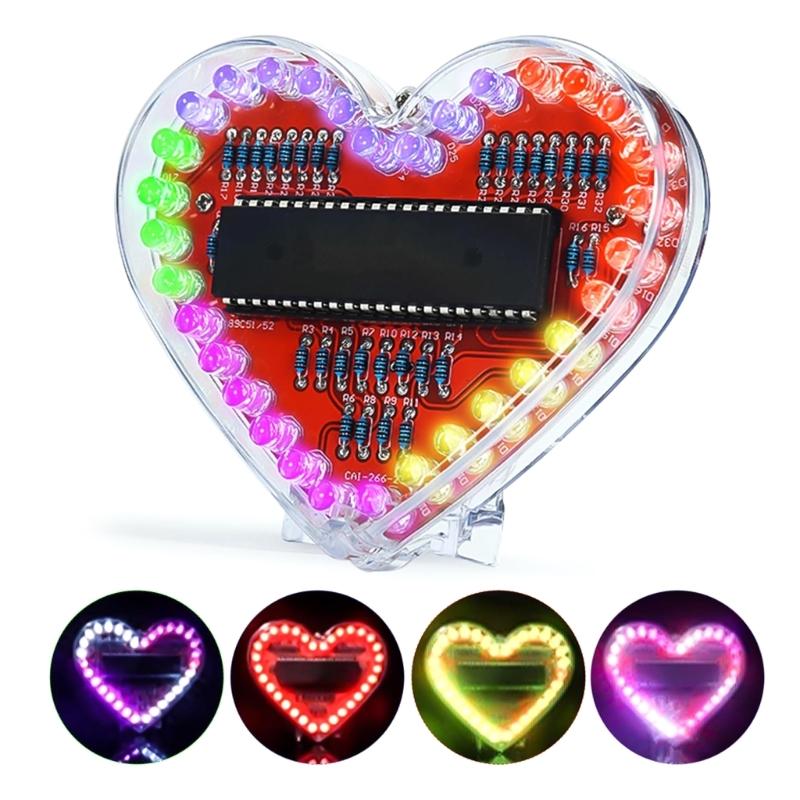 32 RGB светодиода DIY Набор для пайки в форме сердца Обучающий набор по электронике для студентов и любителей рукоделия Подарок