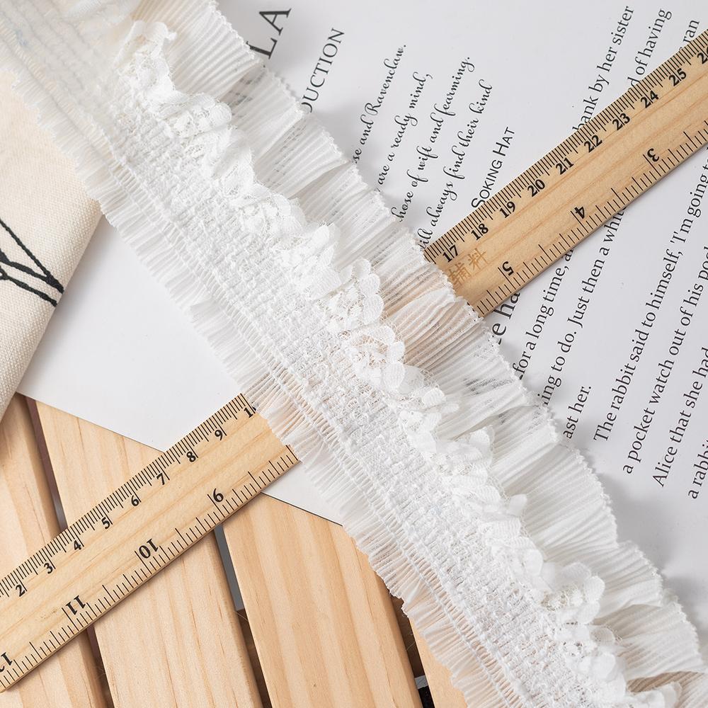 11CM Wide White Black Stretch Lace Chiffon Fabric Dress Collar Ruffle Trim Ribbon DIY Crafts Sewing Wedding Guipure Lace Decor