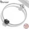 BAMOER Love Black Rose Подвески 925 пробы Серебряные бусины в форме сердца подходят для женщин Оригинальный браслет Изящные ювелирные изделия Индивидуальный подарок