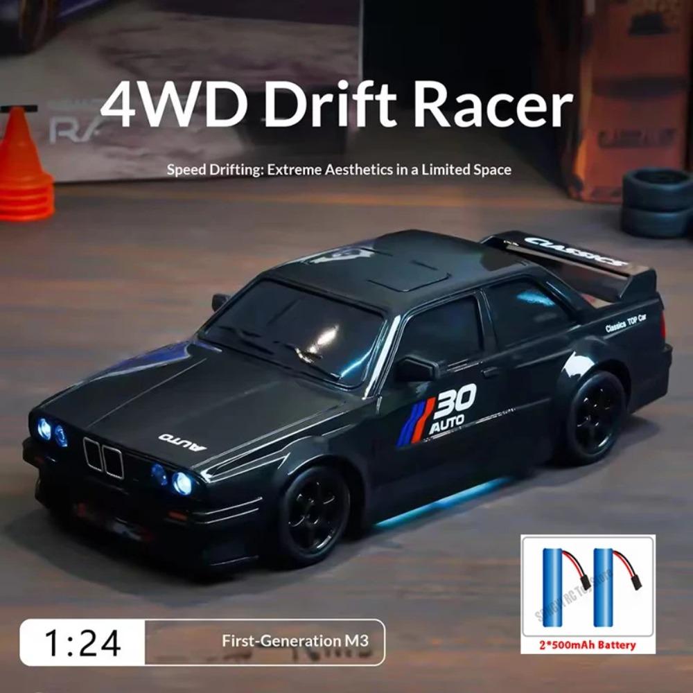 1:24 RC Дрифт-машина 4WD Машина на радиоуправлении с классическими светодиодными огнями Высокоскоростная перезаряжаемая гоночная спортивная игрушка для мальчиков и взрослых