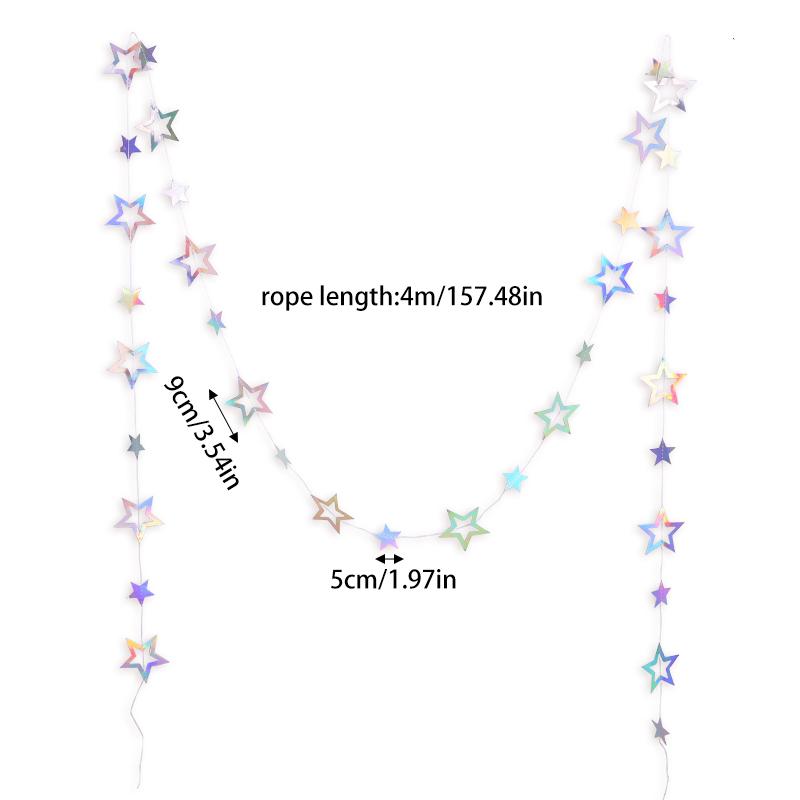 Gradient Silver Paper Star Garland for Kids Birthday Party Decoration Wedding Christmas Wall Hanging Banner Girl Boy Baby Shower