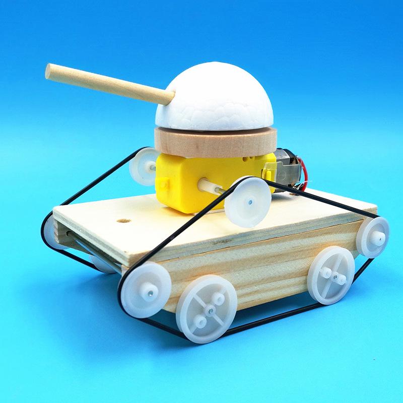 DIY Electric Toy Science Kit: Homemade Tank Vehicle for Elementary School Creativity and Invention.