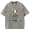 Summer Unisex T-Shirt Y2K Women's Clothing Sales Oversize Skull Print Faux Denim Top Harajuku Short Sleeve
