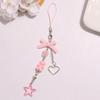 Goth Y2K Phone Charm Bow Keychain Pendant Kawaii Key Chain Bag For Girls Women Guitar Strap Lanyard Beaded Keychain Pendant