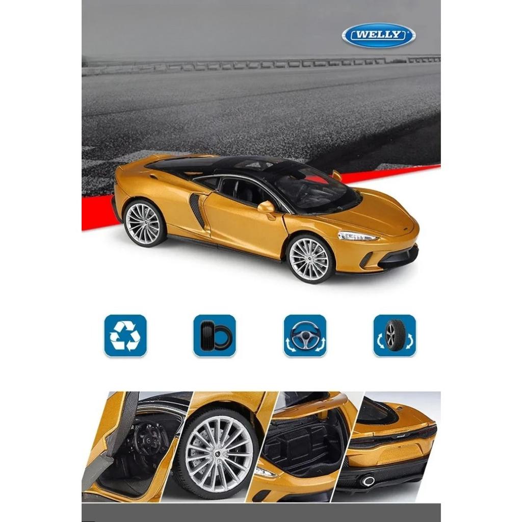 WELLY 1/24 McLaren GT Alloy Sports Car Model Diecasts Metal Scale Car Model Simulation Collection Children's Toy Vehicles Gift
