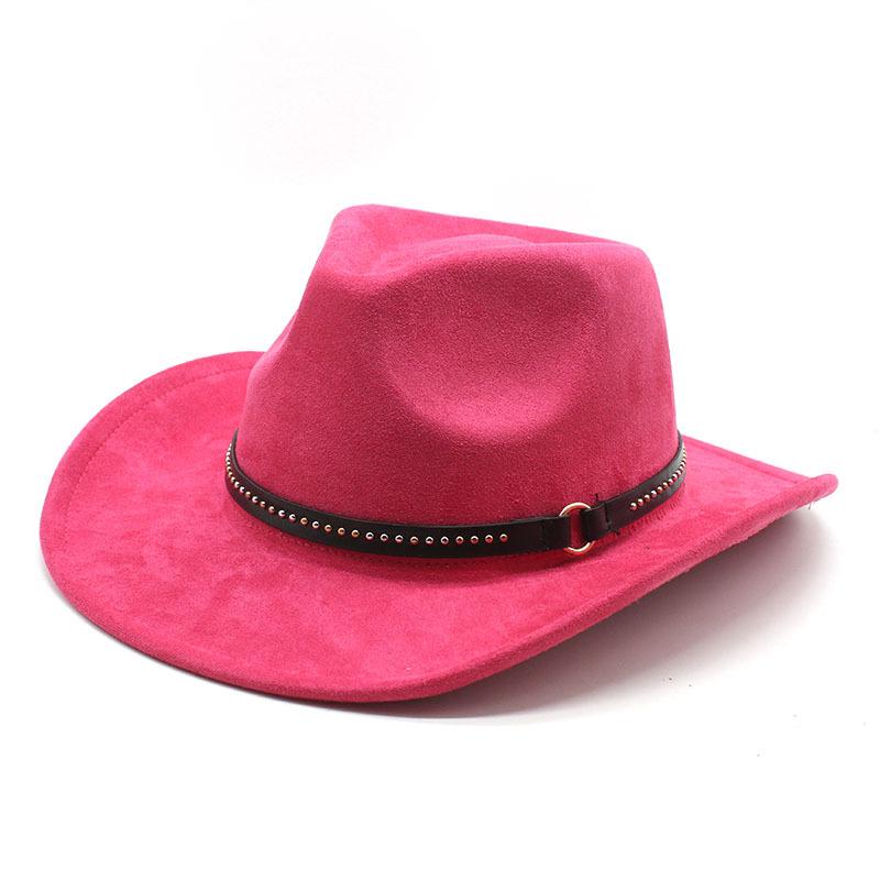 Замшевый цилиндр Женская ковбойская шляпа в стиле вестерн Мужская шляпа с поясом в виде головы быка Джазовая шляпа Шляпа