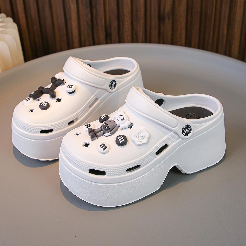 Мода Модные сандалии Diy на толстой платформе для женщин 2024 года, летние пляжные тапочки с толстой подошвой, женские нескользящие тапочки для сада на открытом воздухе