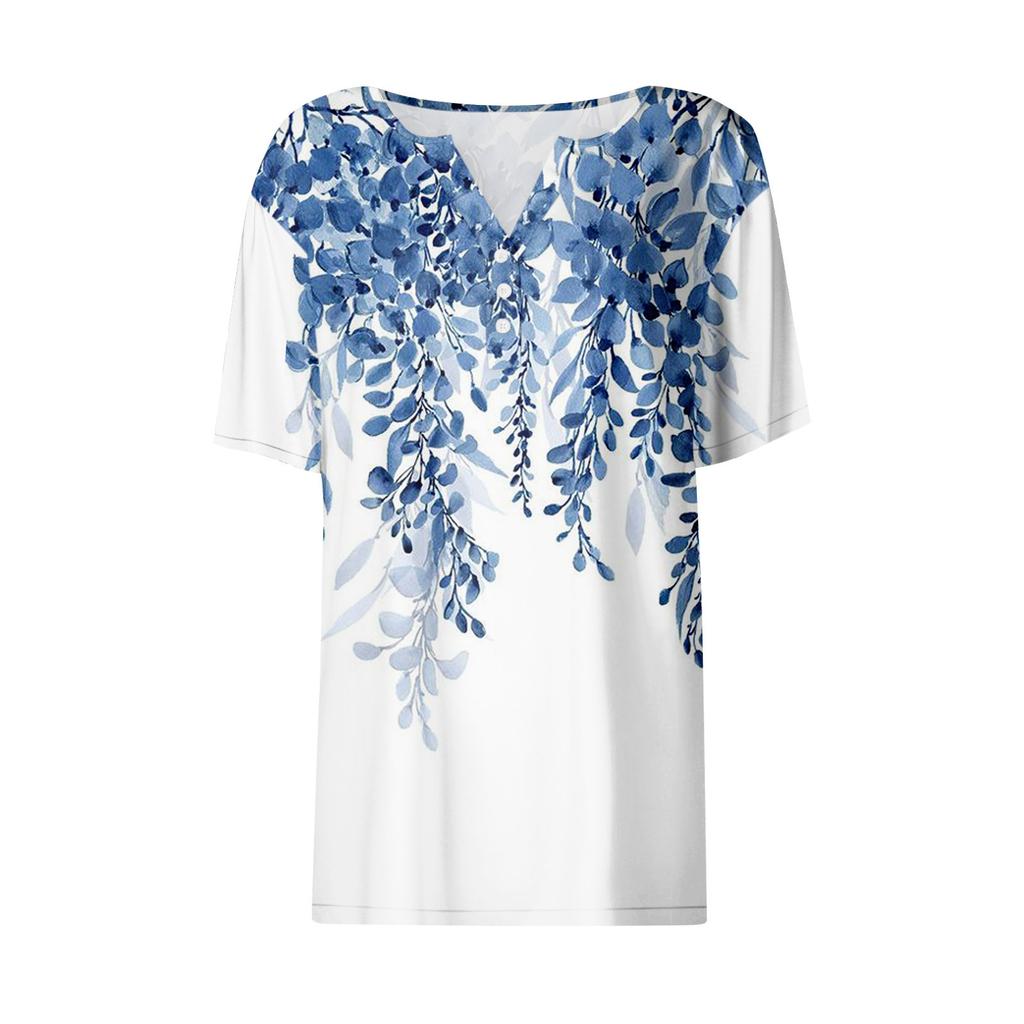 Женская модная повседневная винтажная футболка с v-образным вырезом и коротким рукавом с декоративными пуговицами, топ