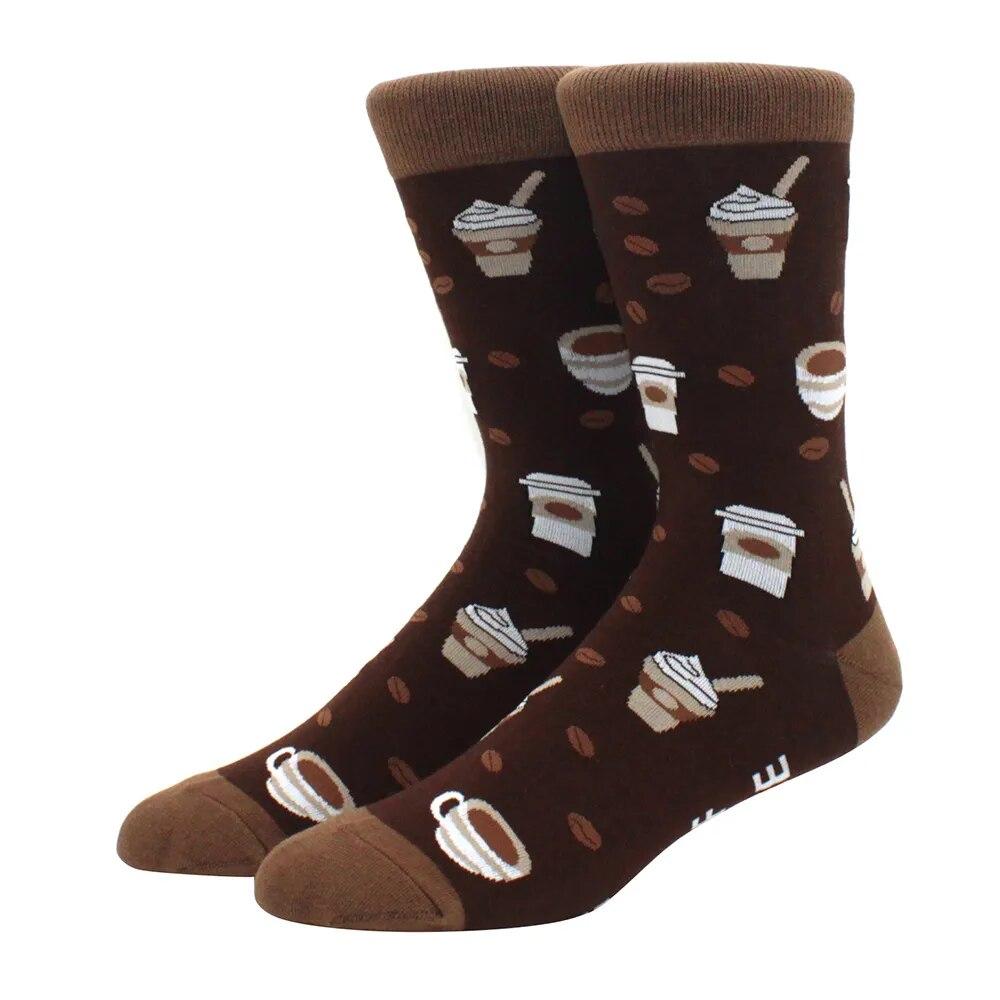 1 пара мужских забавных хип-хоп носков средней длины с принтом скейтборда, пива, счастливого искусства, EU38-46