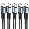 Popolier USB Cables PD Fast Cables with Durable Nylon Compatible with and Laptops Output Not 5-Pack 0.5m Type-C [USB Compatible/100W/5A Charging]