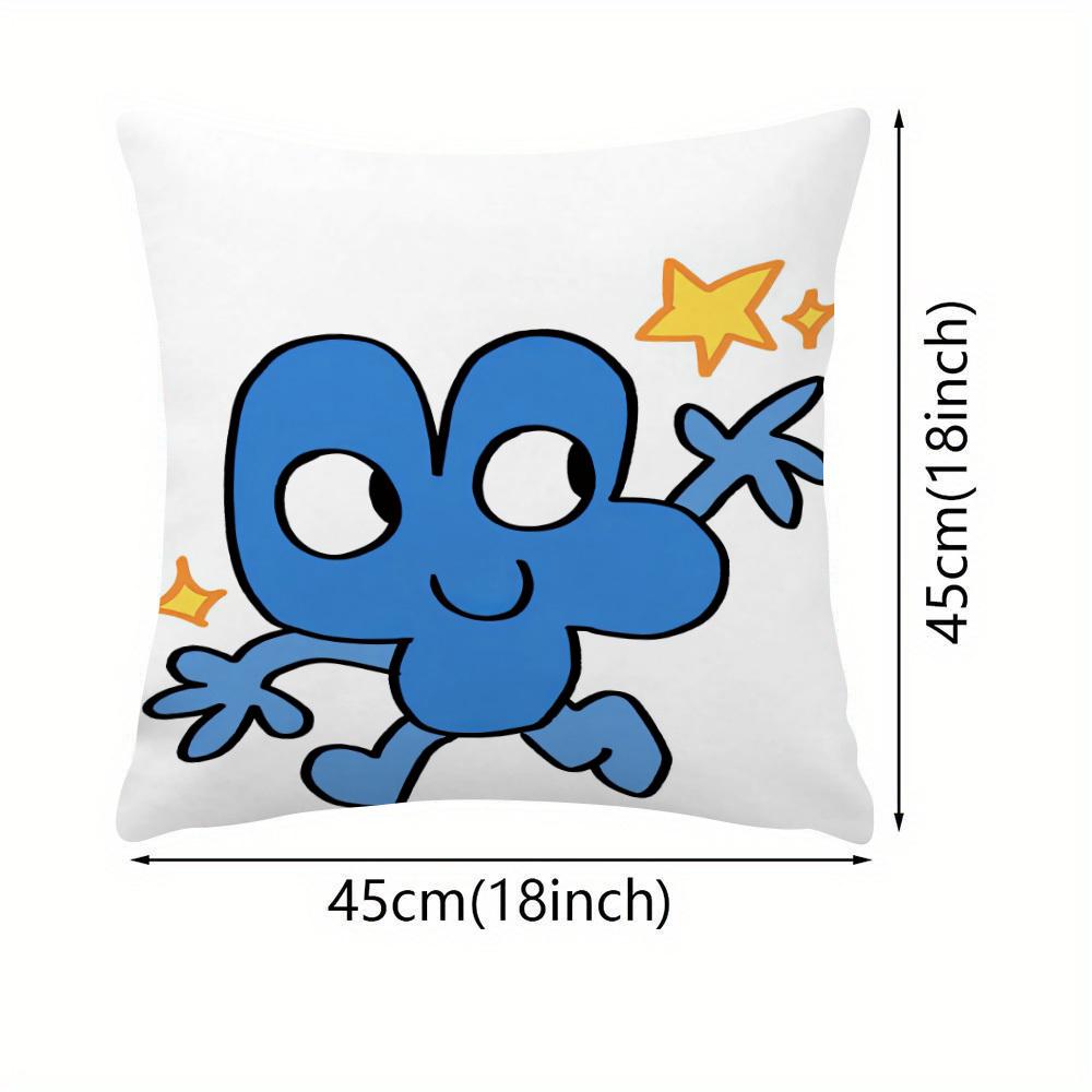 1Pc Bfdi Cute Chibi Printed Pillowcase, Zippered Decorative Cushion Cover (Only Cover), Machine Washable, Modern Home Decor For
