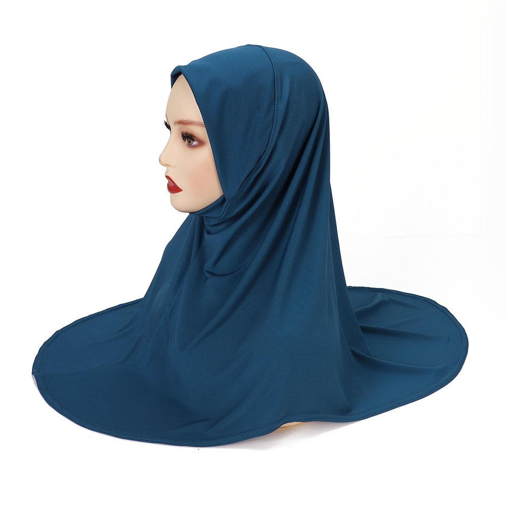 Malay Double Chin Undercap Muslim Women Solid Color Inner Scarf Islamic Instant Hijab Ladies Cap Crystal Hemp Bonnet Hat 80*55cm