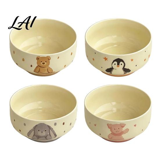 Everyday Use Kitchen Bowls Cute Animal Ceramic Bowl 400ml Large Capacity Soup Bowl for Rice Salad Oatmeal Gift Girls Breakfast And Dessert,