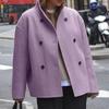 Женское двубортное шерстяное пальто однотонного цвета, повседневное элегантное в британском стиле, универсальный верх для женщин