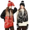 Winter Knitted Women's Jacquard Thickened Imitation Mink Scarf, Hat and Gloves Three-piece Set