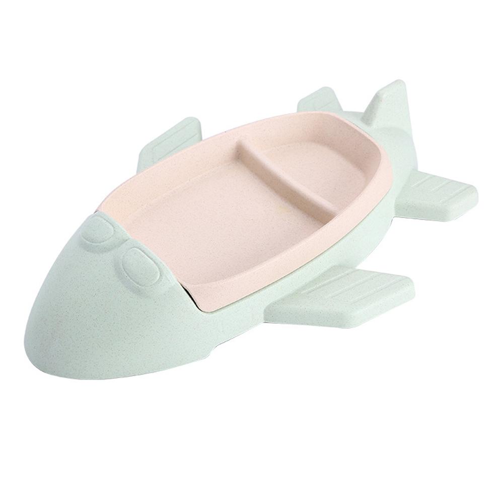 Cute Cartoon Plane Shape Plate Cutlery Feeding Compartment Tableware