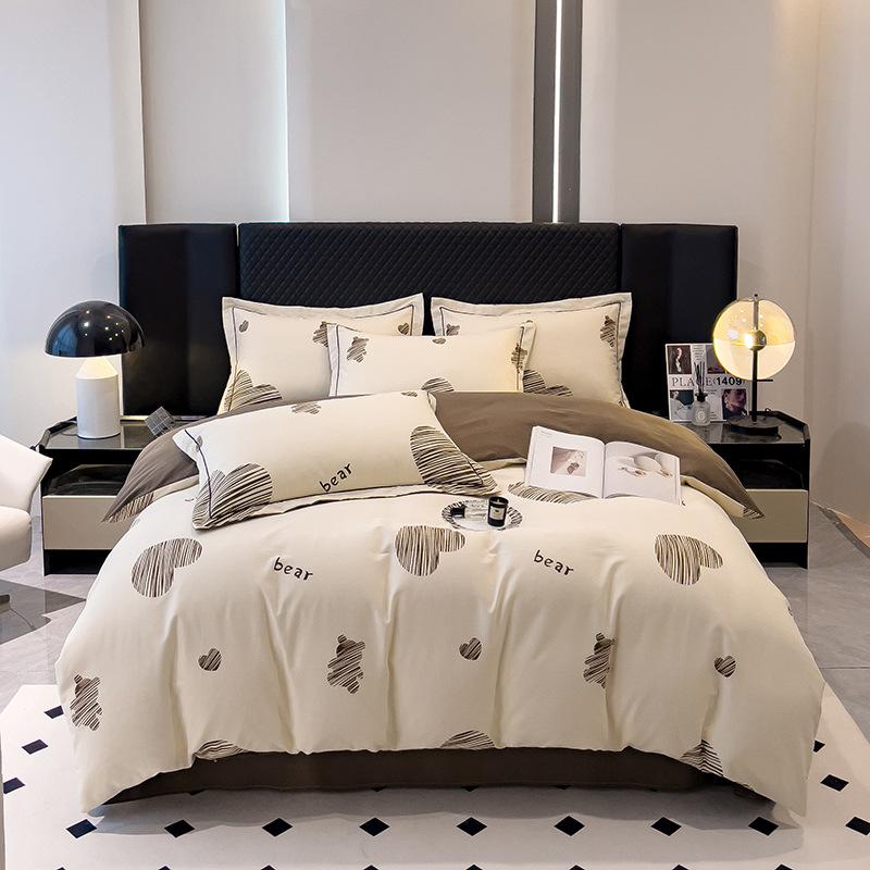 Утолщенный хлопок с начесом, четырехсекционный пододеяльник с цветочным принтом, хлопковое постельное белье с пасторальным принтом, пододеяльник