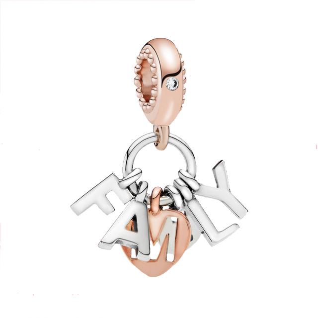 Подвеска из стерлингового серебра 925 пробы, романтическая розовая любовь, фиолетовый камень, подходящий для модного браслета для женщин, изготовление ювелирных изделий своими руками