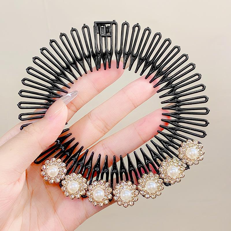 Plastic Full Circle Stretch Flexible Comb Teeth Headband Hair Hoop Band Clip Hairband for Face Washing Fixed Hair Accessories