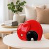 Home Décor Lucky Charm Elephant Mother & Child | Piano Finish Ceramic Figures - (Set of 2 Piece, Red and Black)