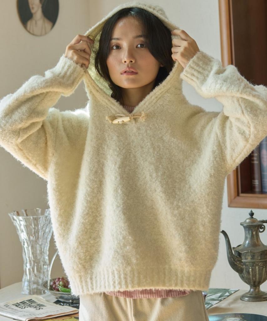 WIOE Cotton Candy Knit Hoodie_White