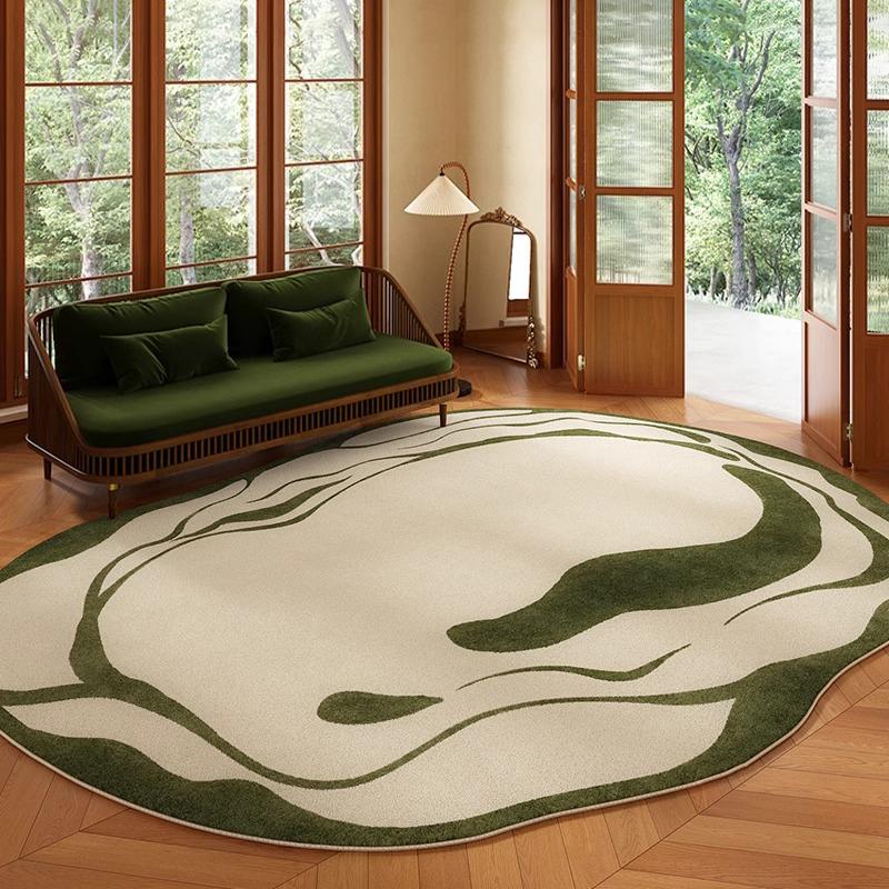 Зеленый ковер для гостиной Неправильной формы Короткий вельветовый Нескользящий напольный коврик Ковер для спальни Прикроватный ковер Цветочный Ретро Домашний декор Teppich Alfombra